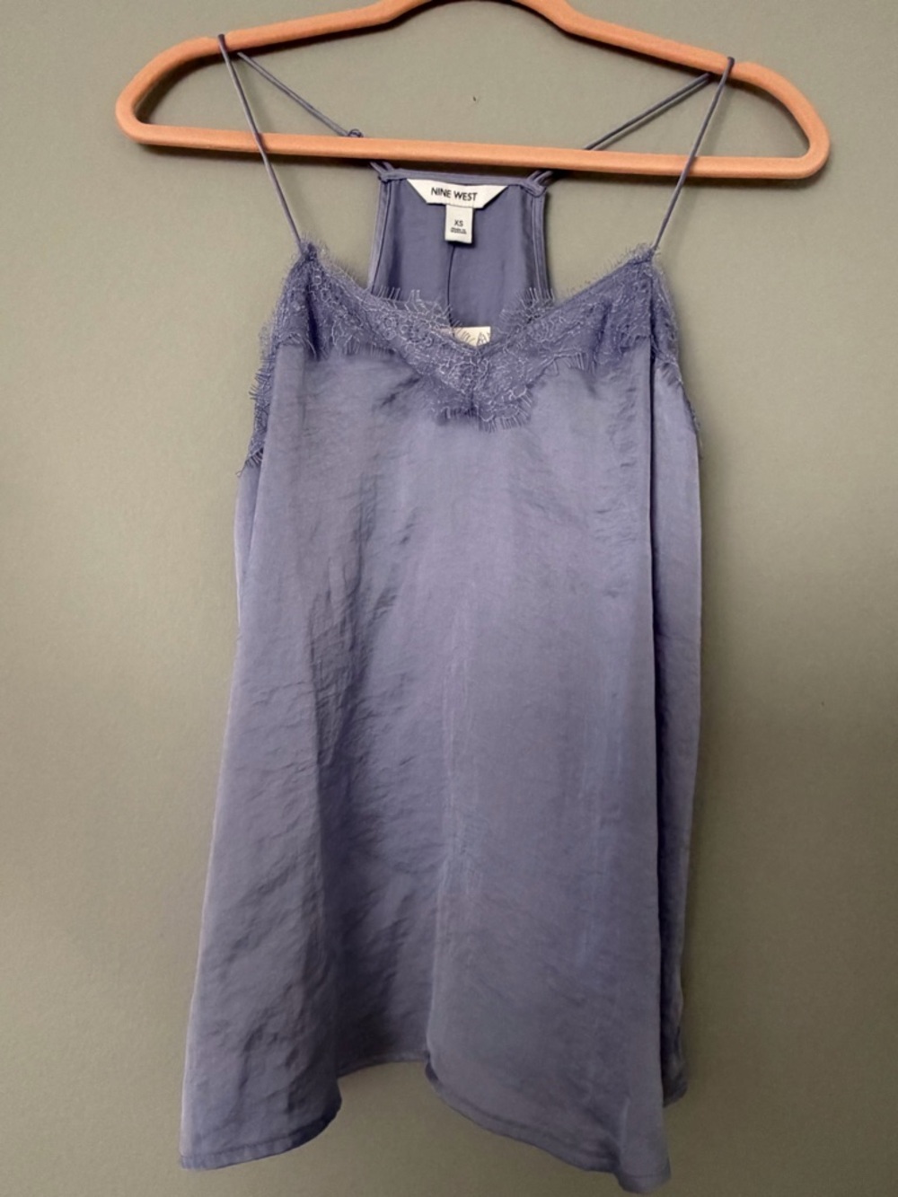 Nine West Dusty Lavender Satin Lace-Trim Cami